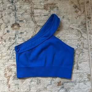 Vibrant Blue One-Shoulder Sports Bra